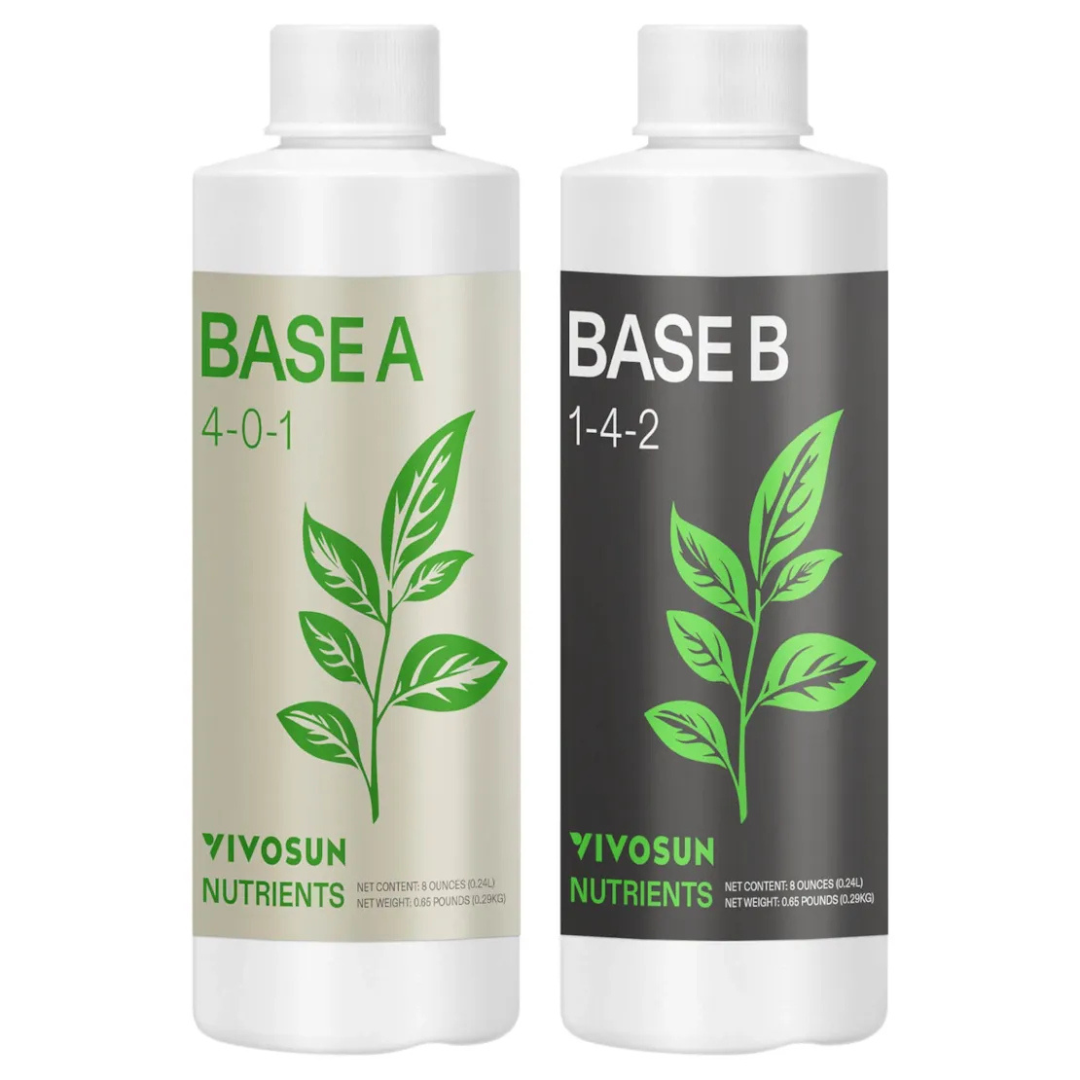 Vivosun Nutrients Base A & B Bundle, Liquid Fertilizer Supports Vegetative and Flowering Stage, 8oz