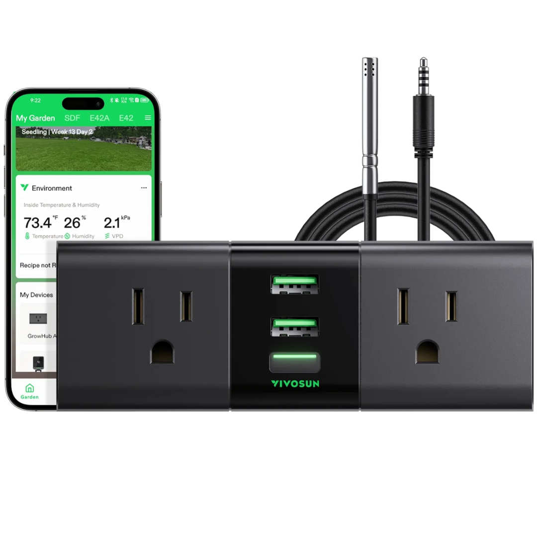 Vivosun GrowHub A22 Controller with Temperature and Humidity Sensor Probe, Compatible with Vivosun App for Grow Tent