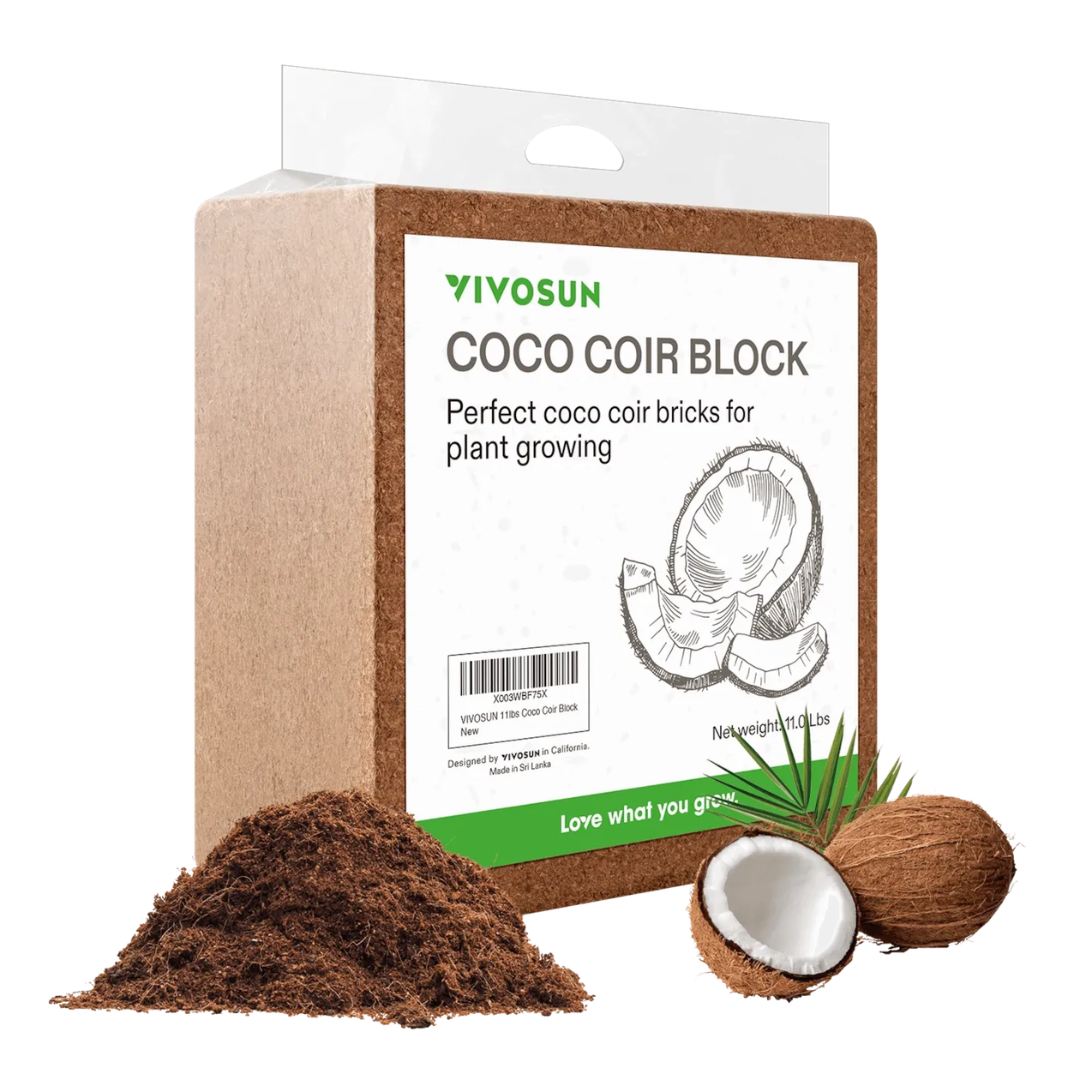 Vivosun Coco Coir Brick, 11lbs 100% Natural Organic Compressed Coconut Coir Fiber with Low EC