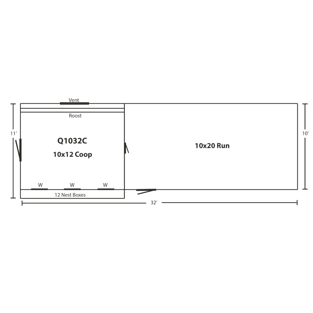Bird in Hand 10×32 Quaker Combination Chicken Coop