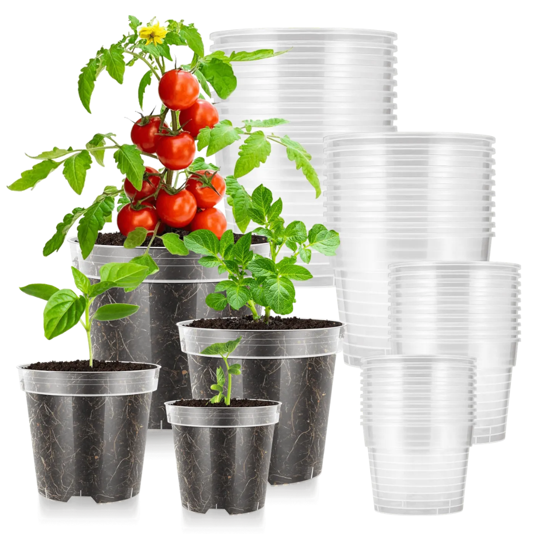 Vivosun 40 Packs 3/4/5/6 Inch Clear Nursery Pots with Drainage Holes