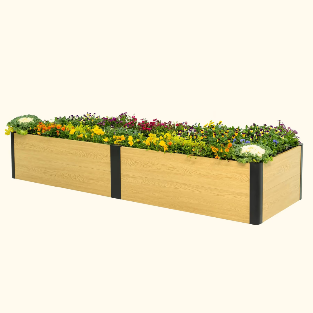 Vego 16" Tall Woodgrain 2' x 8' Metal Raised Garden Bed