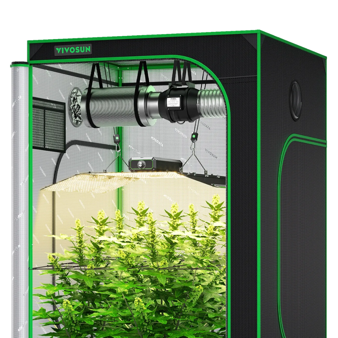 Vivosun Starter Grow Tent Kit, 4 × 4ft 4-Plant System, WiFi-Controlled Grow System with Full Spectrum LED Grow Light, Automatic Ventilation, GrowHub Outlet A22 with Temperature and Humidity Sensor