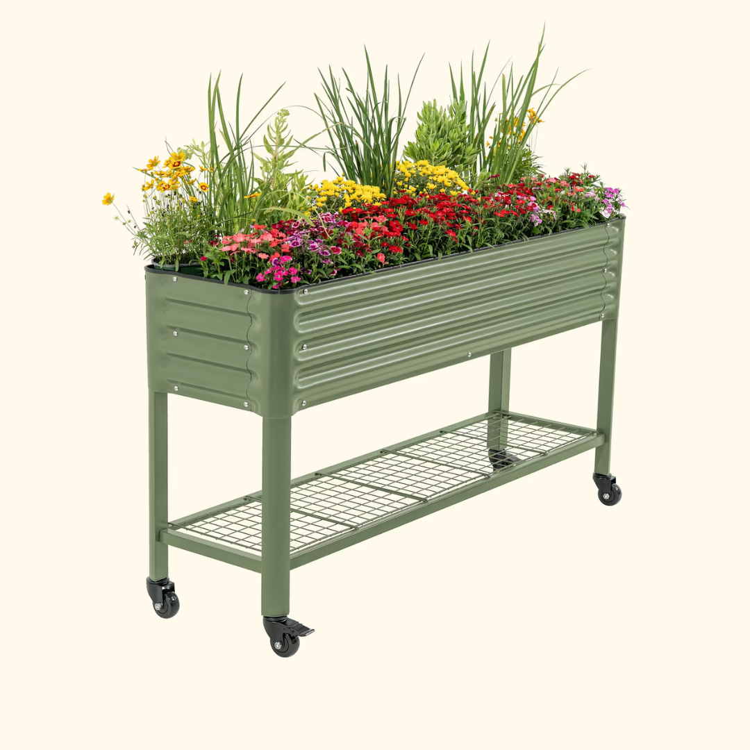 Vego Elevated Garden Bed - Slim Series 1.5' x 5.5' Wheels Included
