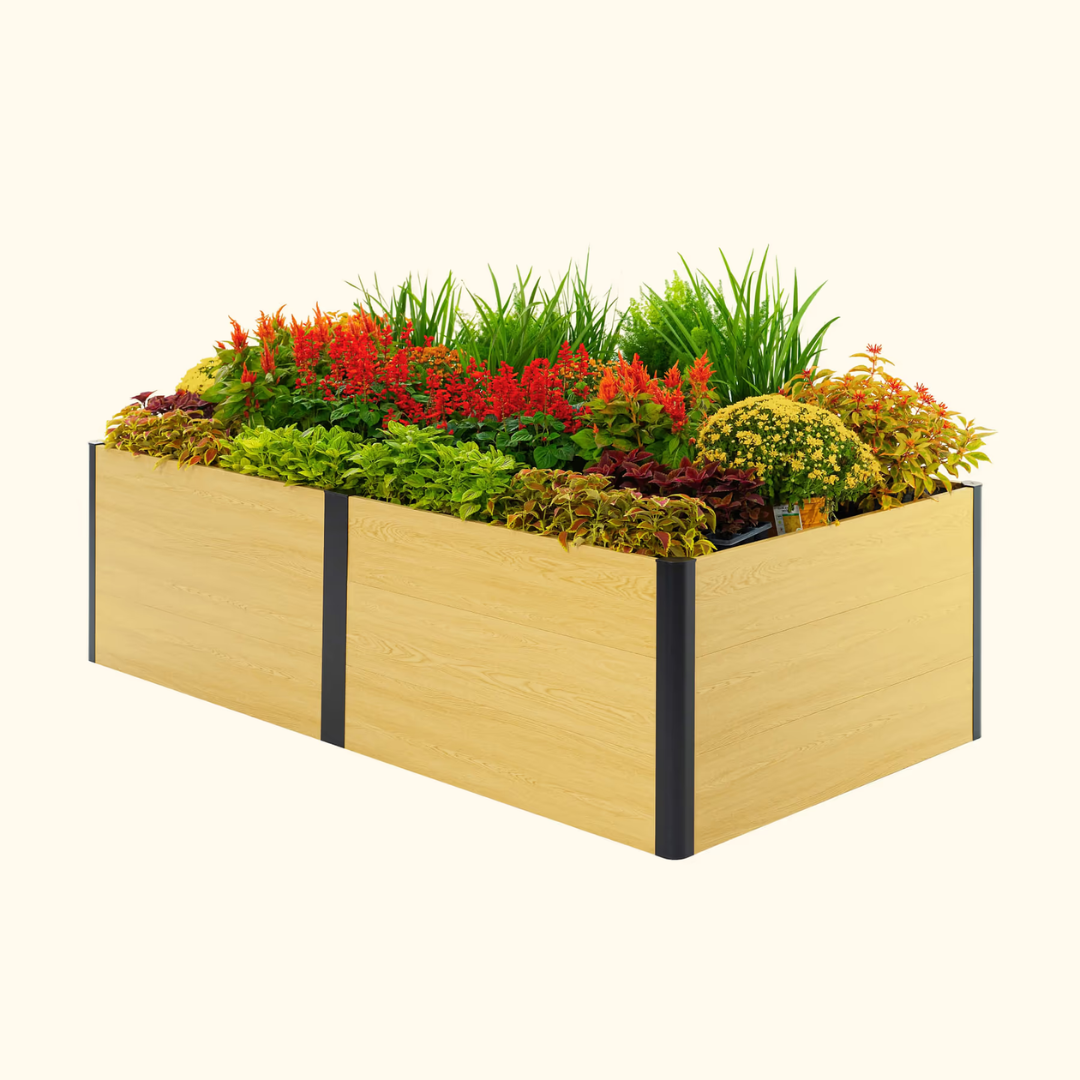 Vego 26" Tall Woodgrain 4' x 8' Metal Raised Garden Bed