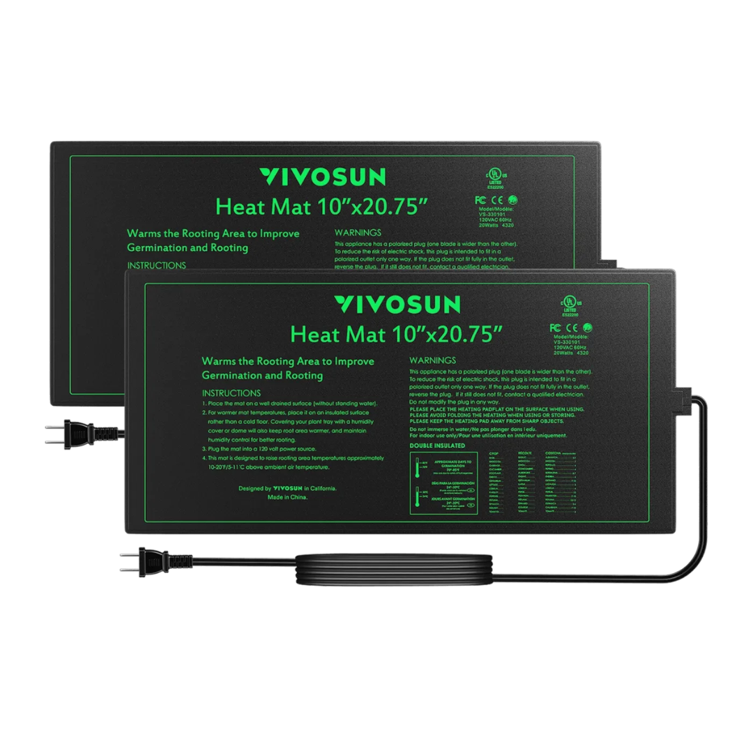 Vivosun Durable Waterproof Seedling Heat Mat Warm Hydroponic Heating Pad 10″ x 20.75″ MET Standard