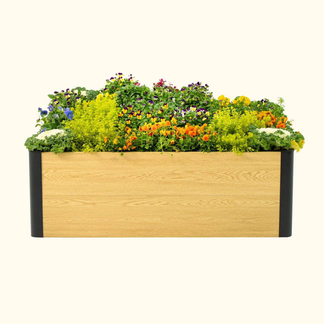 Vego 16" Tall Woodgrain 4' x 4' Metal Raised Garden Bed