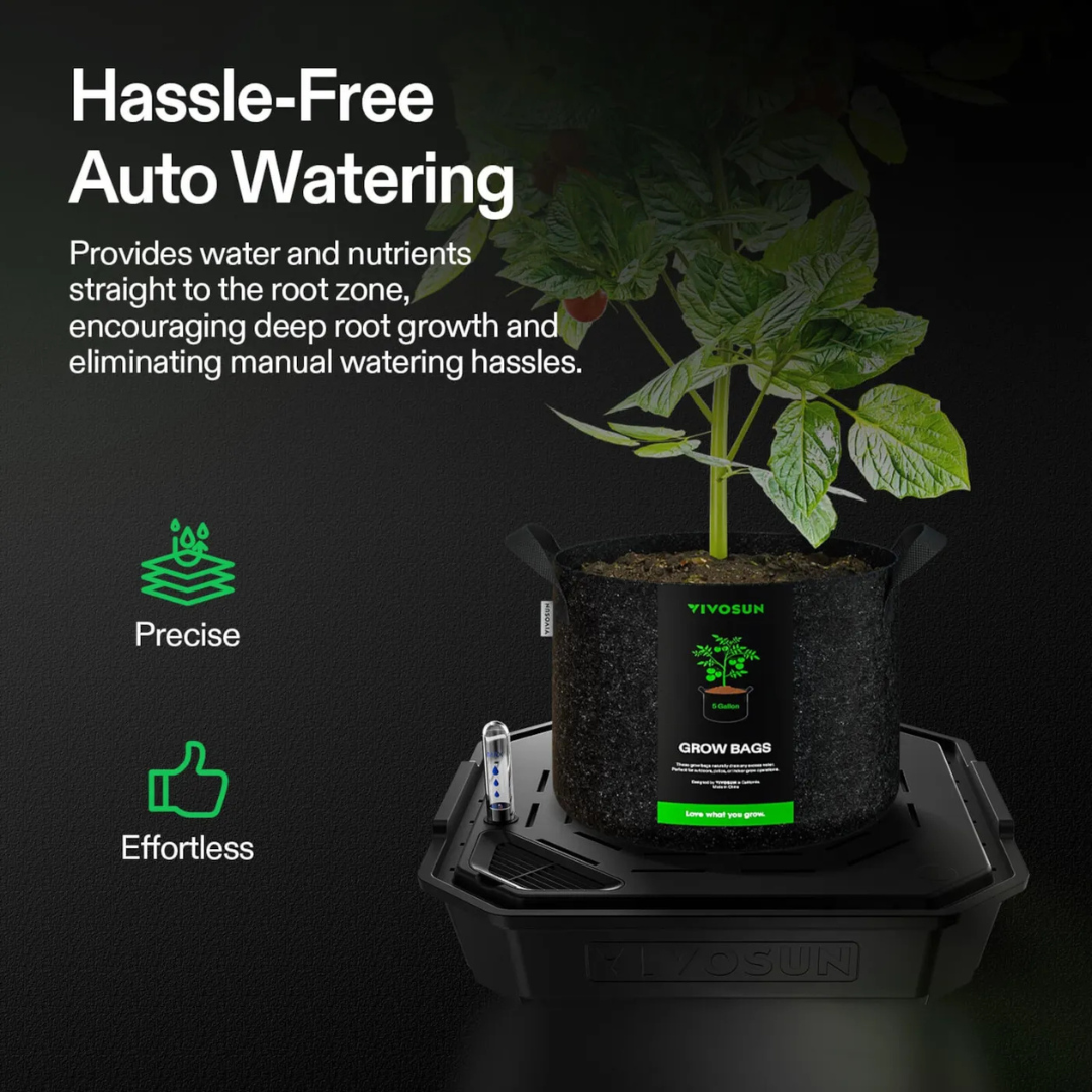 Vivosun FlexFeed Self-Watering Fabric Pot Base, Auto-Irrigation Water Delivery System with Reservoir Meter, 4-Pack