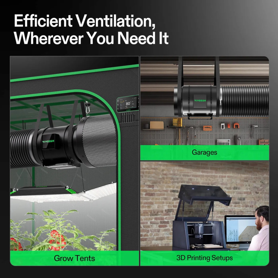 Vivosun Smart Air Filtration G8 Kit 8", AeroZesh G8 Inline Duct Fan with GrowHub E42A+ Temperature Humidity WiFi-Controller, Carbon Filter & Ducting, Cooling & Ventilation for Grow Tent, Hydroponics