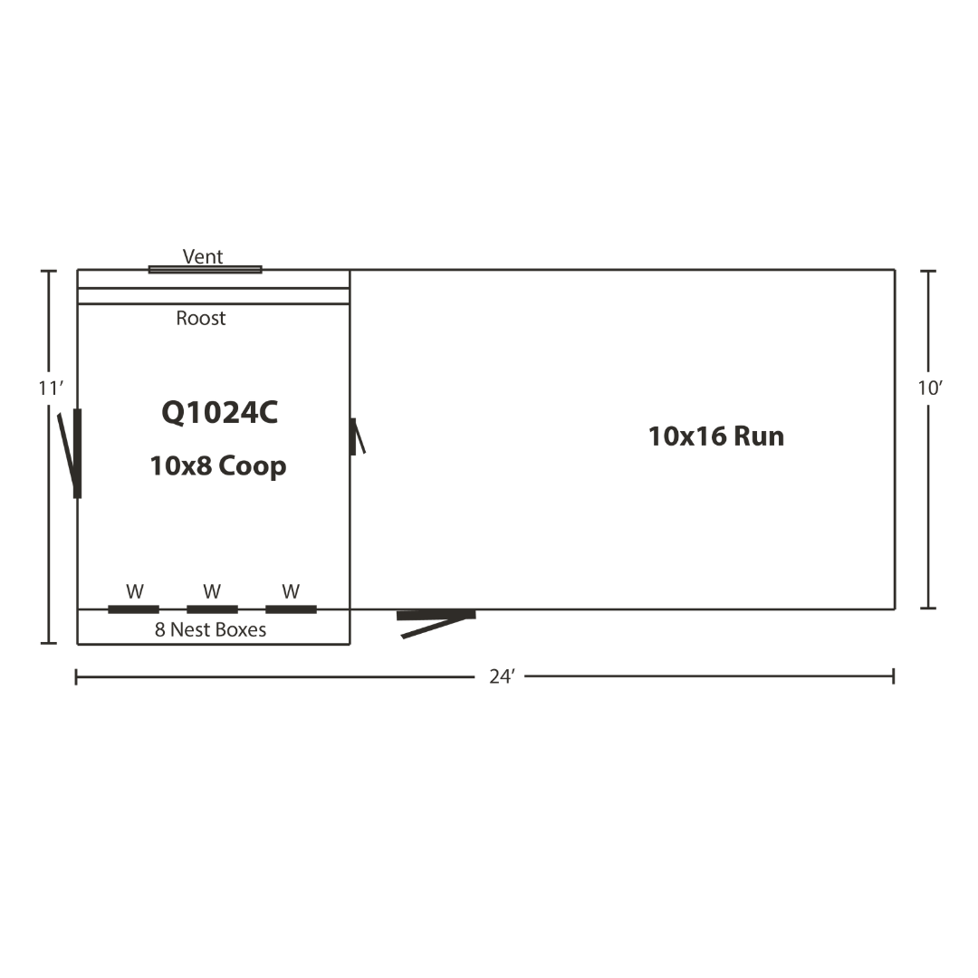 Bird in Hand 10×24 Quaker Combination Chicken Coop