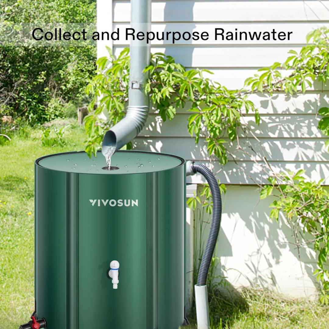 Vivosun Collapsible Rain Barrel, 53 Gallon, Green