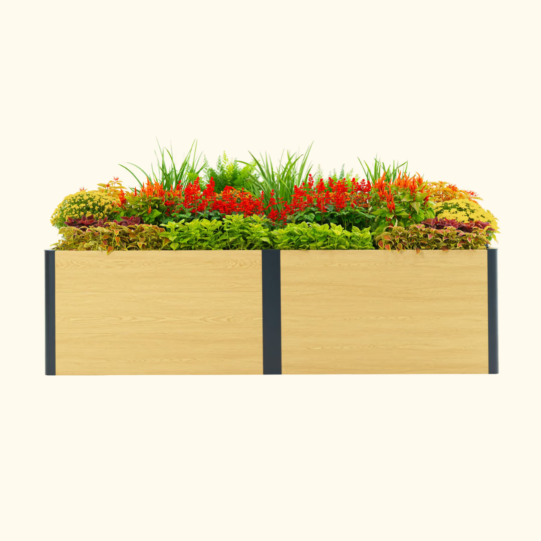 Vego 26" Tall Woodgrain 4' x 8' Metal Raised Garden Bed