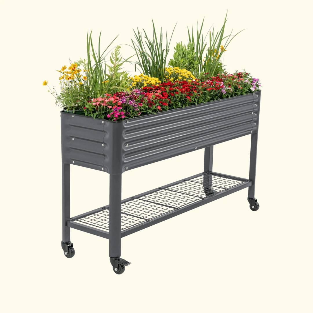 Vego Elevated Garden Bed - Slim Series 1.5' x 5.5' Wheels Included