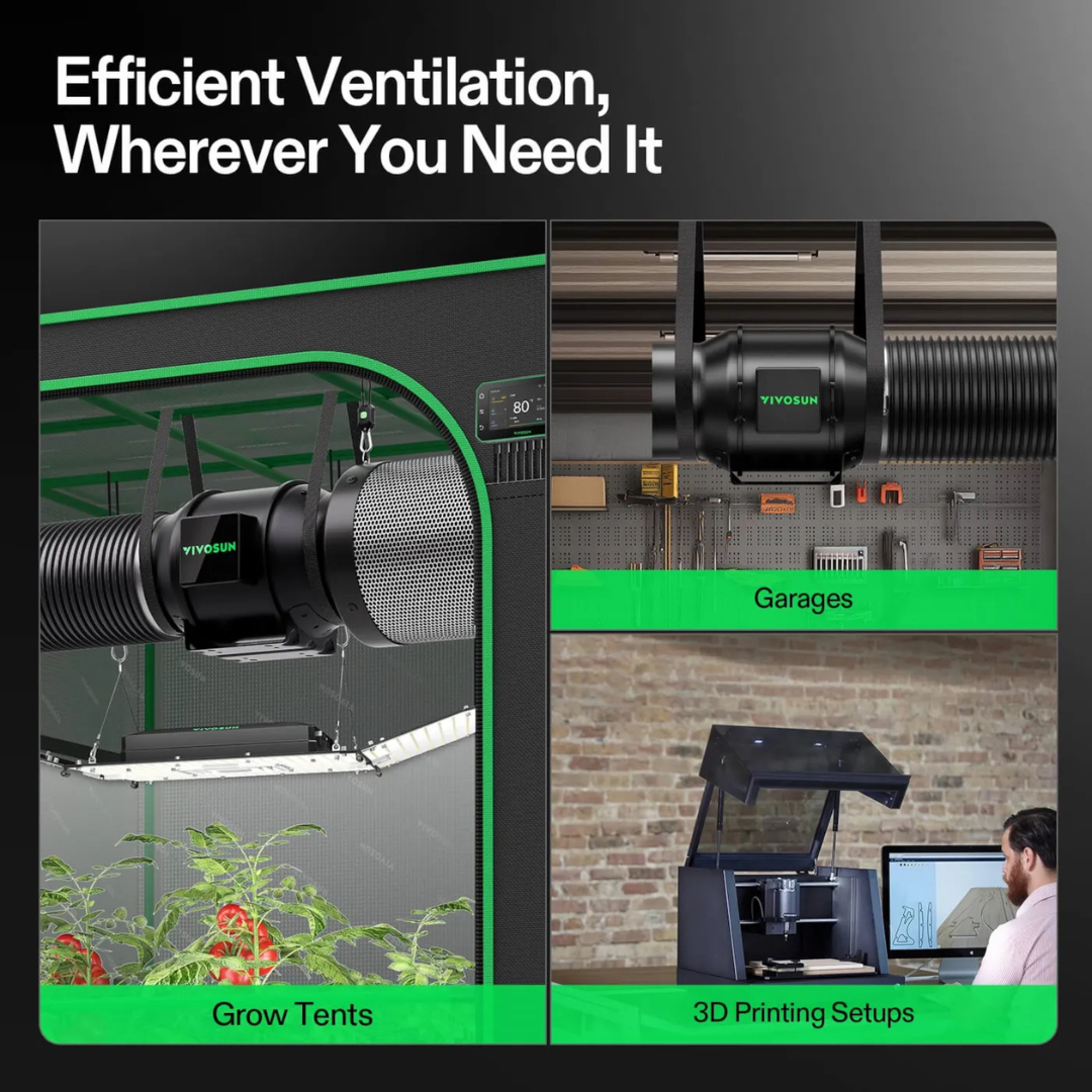Vivosun Smart Air Filtration G6 Kit 6", AeroZesh G6 Inline Duct Fan with GrowHub E42A+ Temperature Humidity WiFi-Controller, Carbon Filter & Ducting, Cooling & Ventilation for Grow Tent, Hydroponics