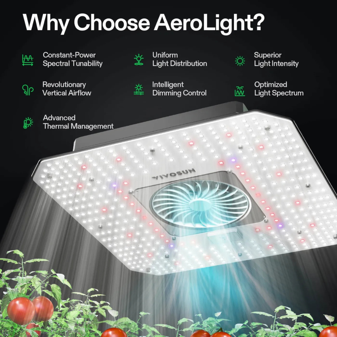 Vivosun AeroLight 120W LED Grow Light, Indoor Plant Light with Circulation Fan for Grow Tent Cooling Ventilation, Tunable Full Spectrum, Support App Control, GrowHub Compatible, 2x2ft Coverage