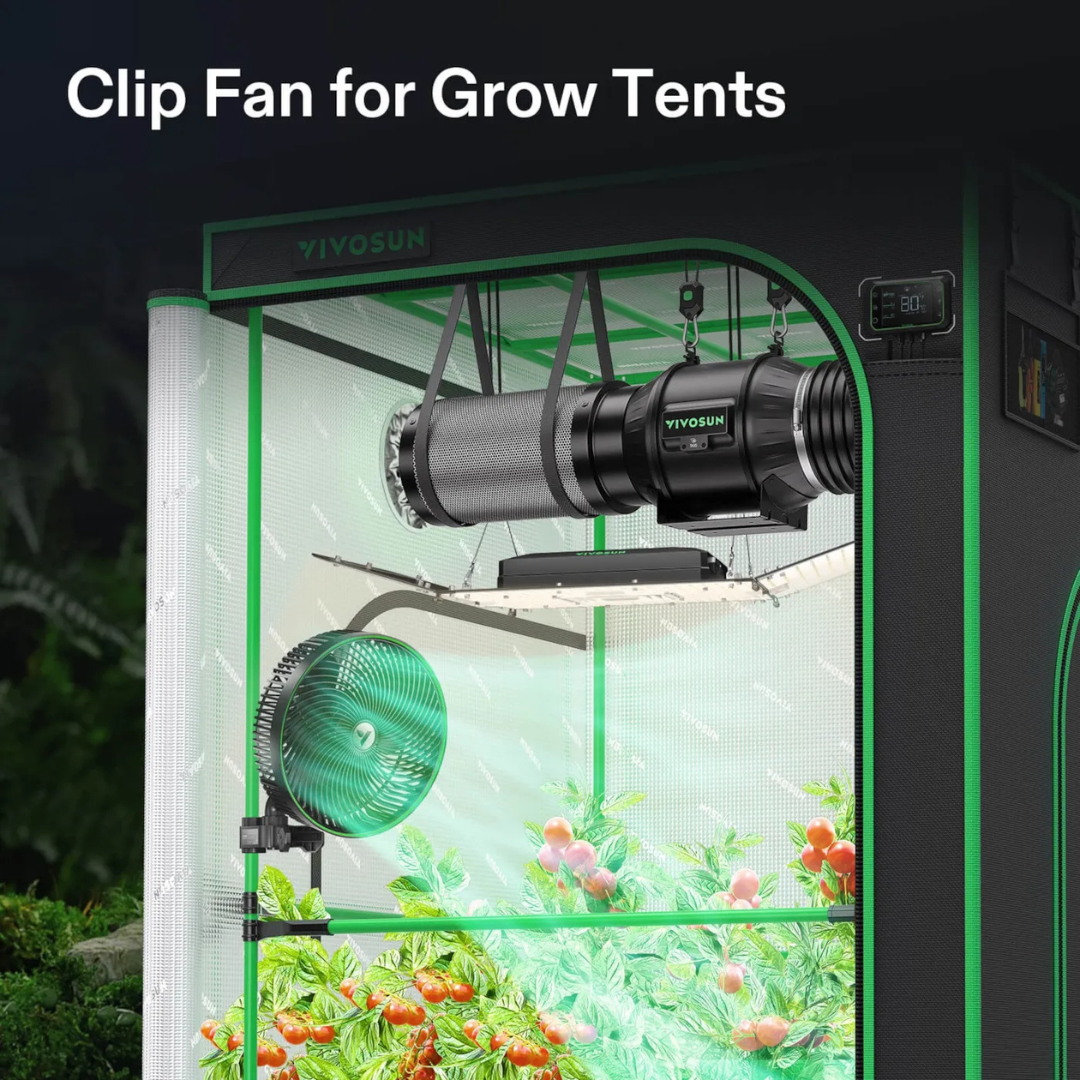 Vivosun AeroWave E9 Clip-on Fan, EC Motor, Auto Oscillation Fan, Air Circulator For Grow Tent