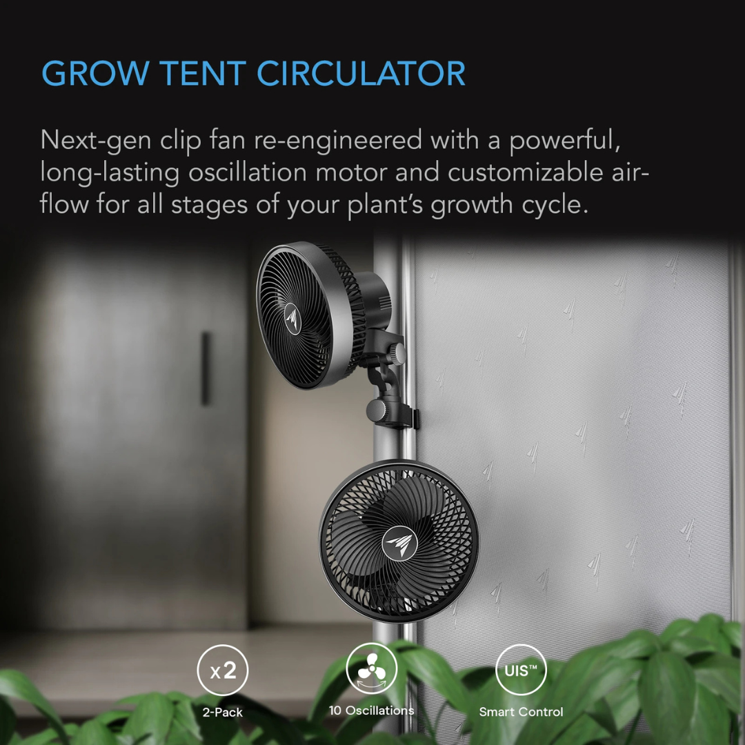 AC Infinity CLOUDRAY S9 2-Pack, Grow Tent Clip Fan 9" with 10 Speeds and Dynamic Wind