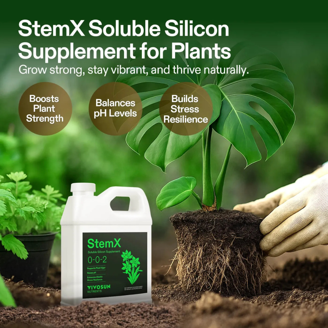 Vivosun StemX (0-0-2) Silica for Plants, Soluble Silicon Plant Supplement Fertilizer, Liquid Nutrient Solution for Strong Stems, Healthy Leaves, Boost Plant Resilience & pH Balance, 32 oz