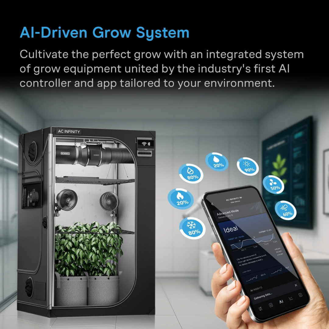 AC Infitnity AI Grow Tent System PRO 4x4, Upgraded Lighting and Air Filtration, 4-Plant Kit