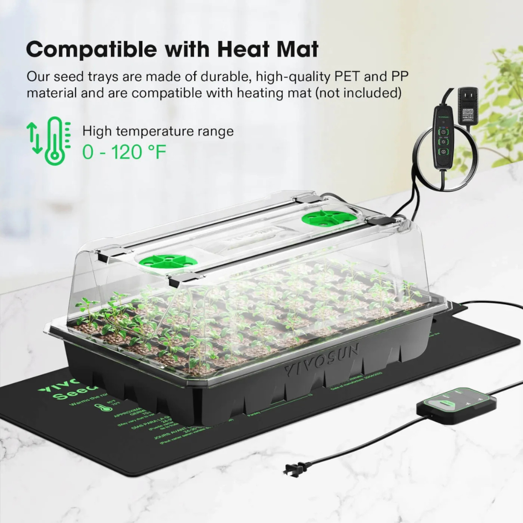 Vivosun 6-Pack Seed Starter Trays, 240-Cell Seed Starter Kit with 2 Set of LED Lights