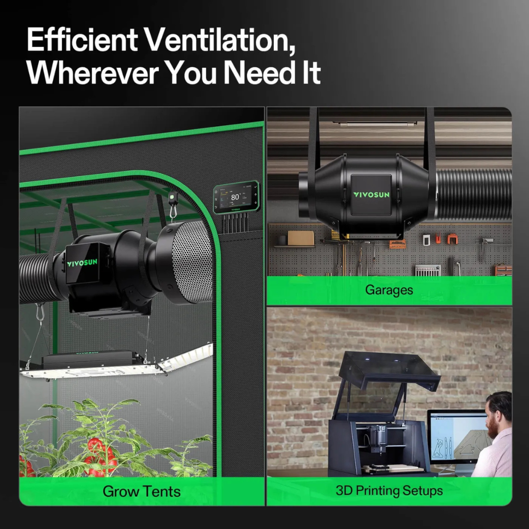 Vivosun Smart Air Filtration G4 Kit 4", AeroZesh G4 Inline Duct Fan with GrowHub E42A+ Temp. Humidity WiFi-Controller, Carbon Filter & Ducting, Cooling & Ventilation System for Grow Tent, Hydroponics