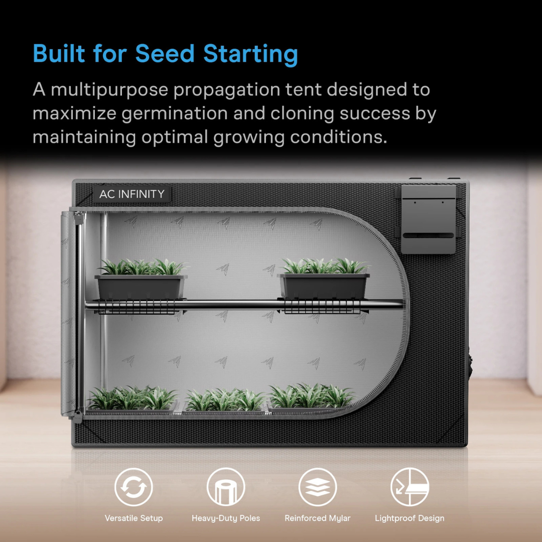 AC Infinity CLOUDLAB Advance Propagation Grow Tent, Support Bars and Shelf Racks 24" x 24" x 36"