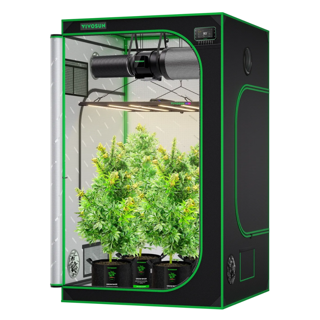 Vivosun Smart Grow Tent Kit 4x4, 4-Plant Complete System, with WiFi E42A+ Controller, LumaLight 500W LED Grow Light, 6-inch AeroZesh G6 Ventilation Combo