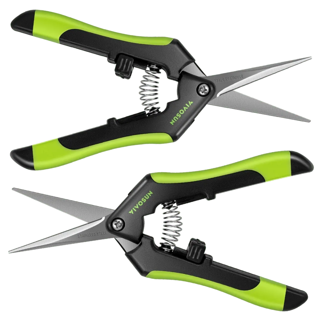 Vivosun Gardening Hand Pruner Pruning Shear with Straight Stainless Steel Blades, Black-and-Green