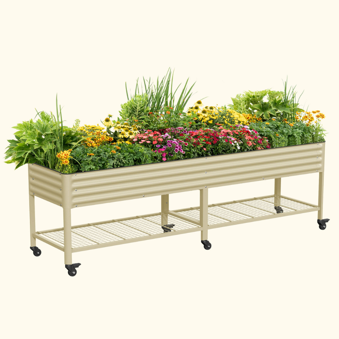 Vego Elevated Garden Bed - Jumbo Series 2.5' x 10' Wheels Included