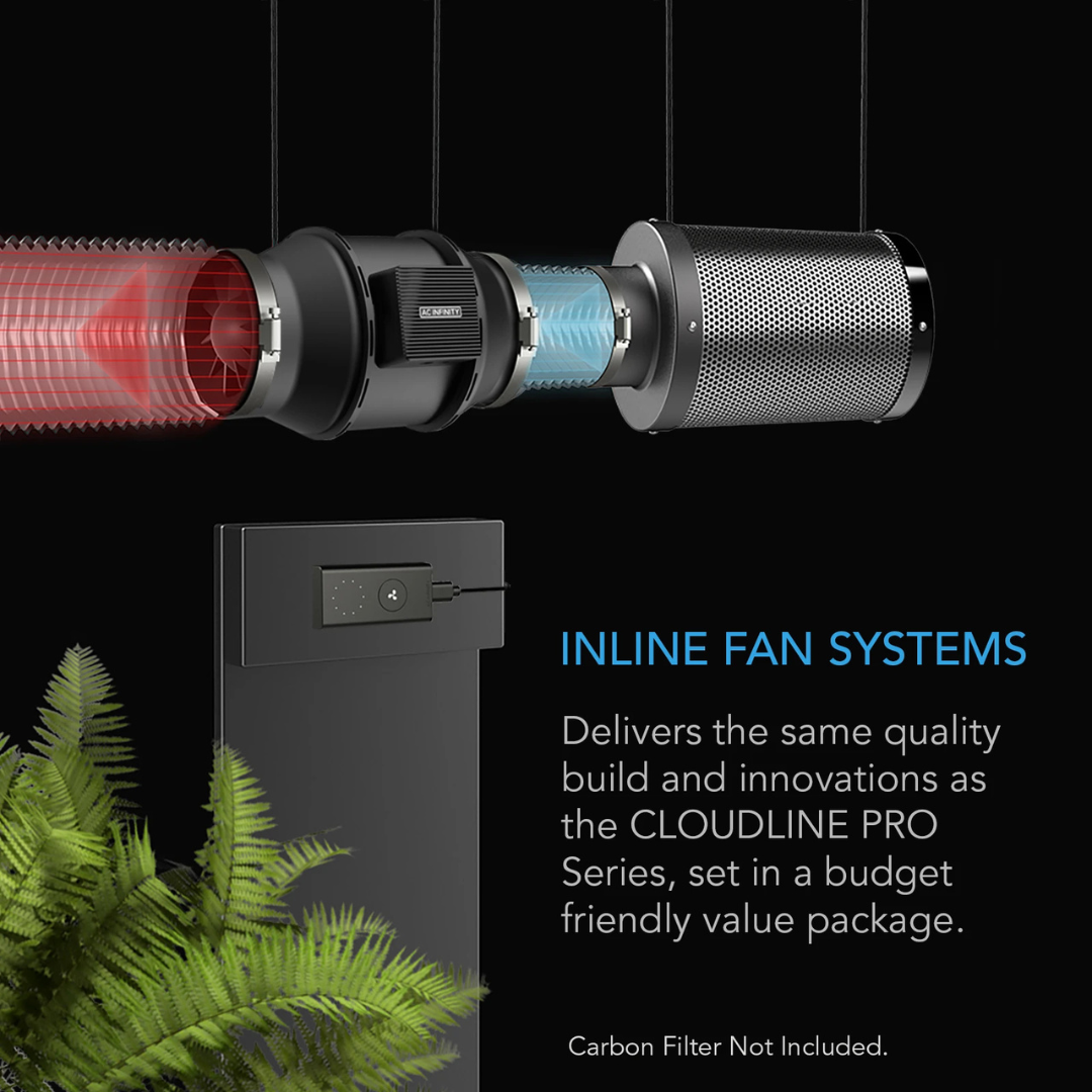 AC Infinity CLOUDLINE A4, Quiet Inline Fan 4" with Speed Controller
