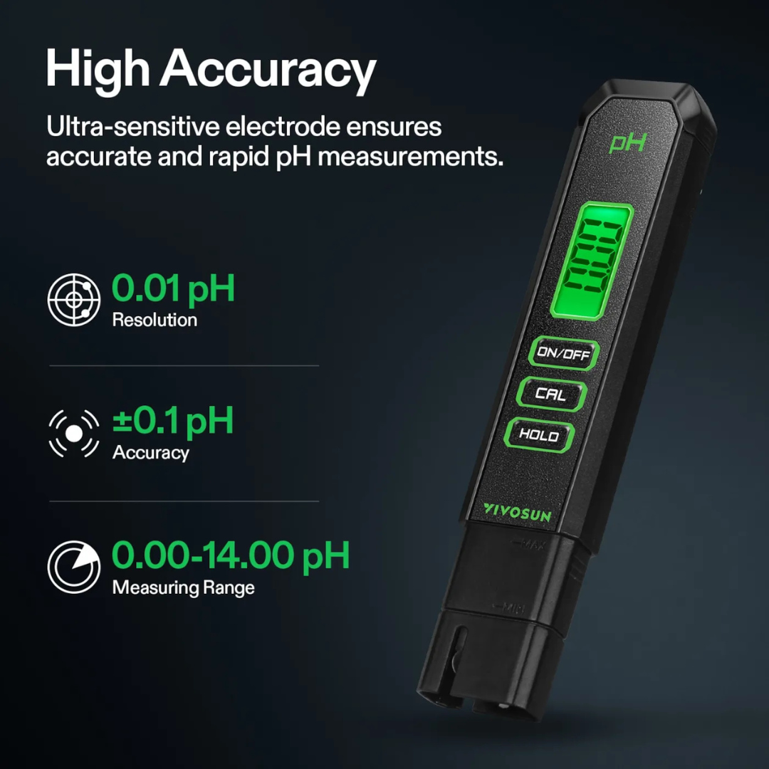 Vivosun High Accuracy pH Tester with 0-14 pH Measurement Range