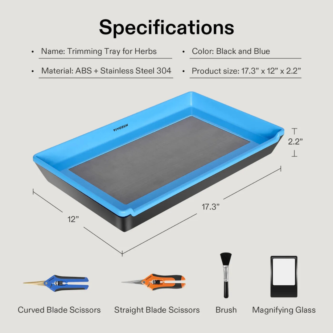 Vivosun Herb Trimming Tray for Harvest, Blue