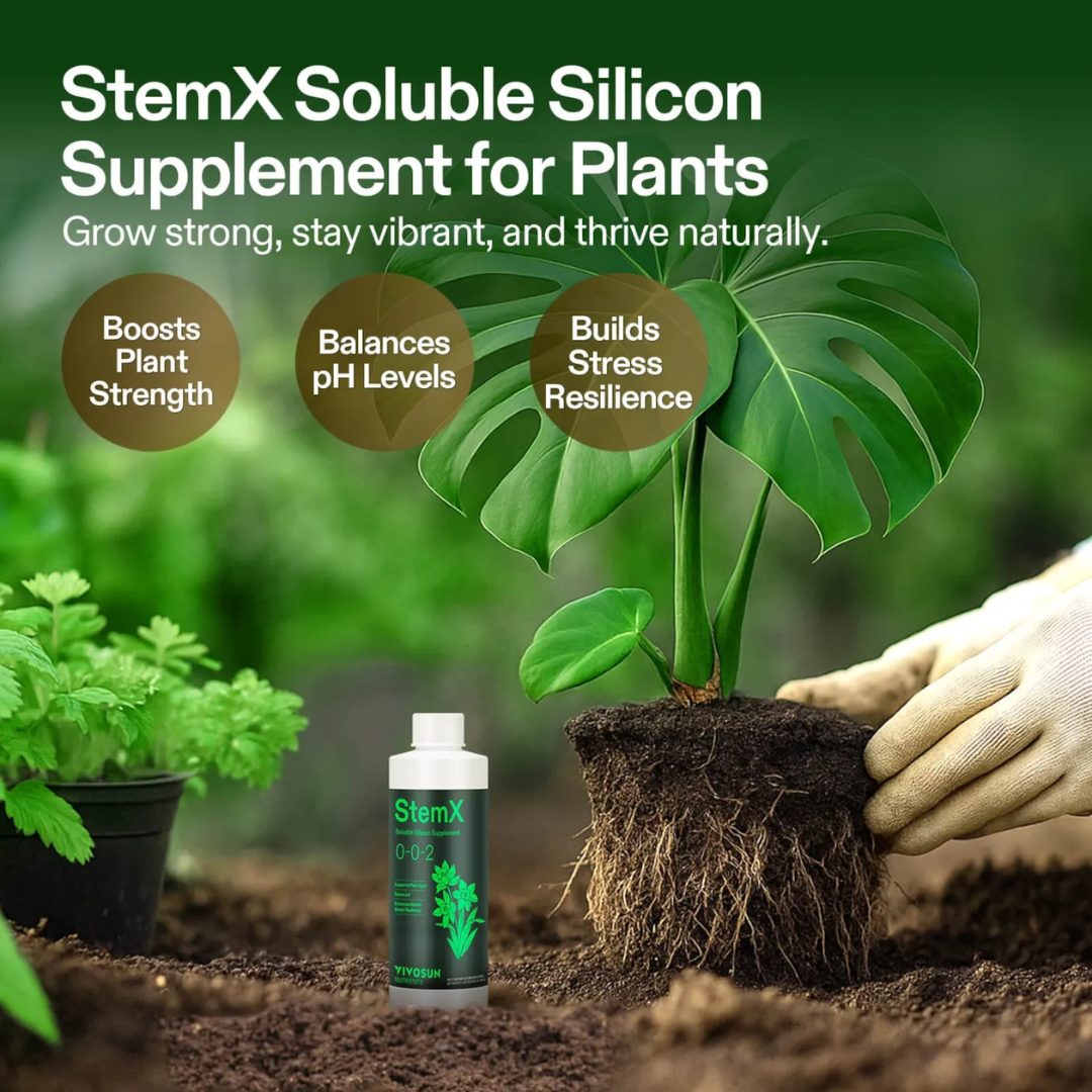 Vivosun StemX (0-0-2) Silica for Plants, Soluble Silicon Plant Supplement Fertilizer, Liquid Nutrient Solution for Strong Stems, Healthy Leaves, Boost Plant Resilience & pH Balance, 8 oz