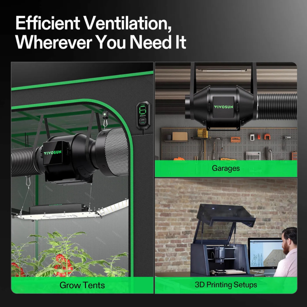 Vivosun Smart Air Filtration Kit 4″, AeroZesh G4 Inline Fan with E12 Speed Controller, Carbon Filter & Ducting Combo