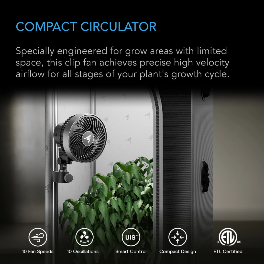 AC Infnity CLOUDRAY S4, Grow Tent Clip Fan 4" with 10 Speeds and Dynamic Wind