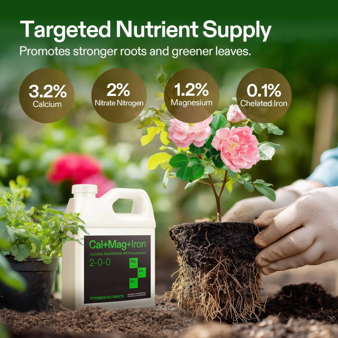 Vivosun Cal+Mag+Iron (2-0-0), Calcium, Magnesium & Iron Supplement, Liquid Nutrient Fertilizer for All Plants, 1 Quart