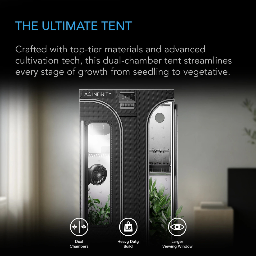 AC Infinity CLOUDLAB 743D, 2-in-1 Advance Grow Tent 4x3, Thickest Poles and Canvas 48" x 36" x 72"