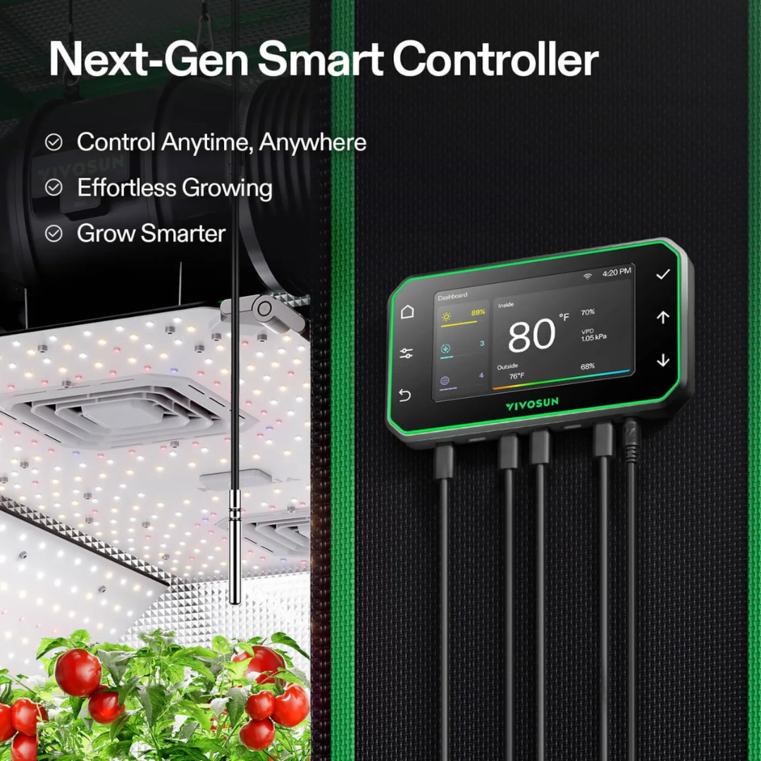 Vivosun GrowHub Controller E42A+ for Grow Tent, Smart Environmental WiFi-Controller with Temperature, Humidity, VPD, Timer, Cycle, Schedule Controls, Cooling