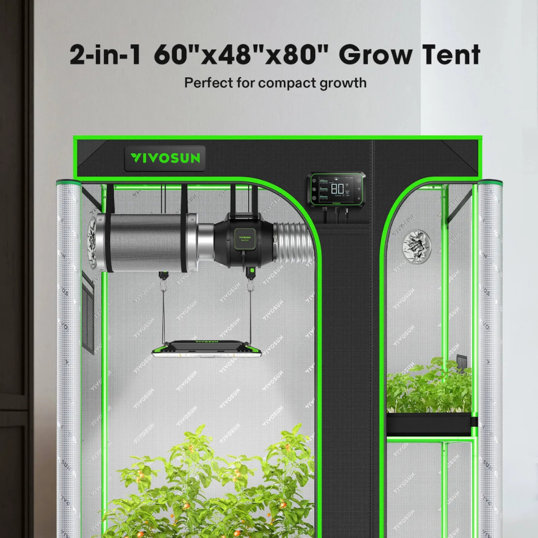 Vivosun 2-in-1 Grow Tent 4x5 D548, 6-8 Plants Use, with Multi-Chamber, 48″ x 60″ x 80″, For Indoor Plants Growing
