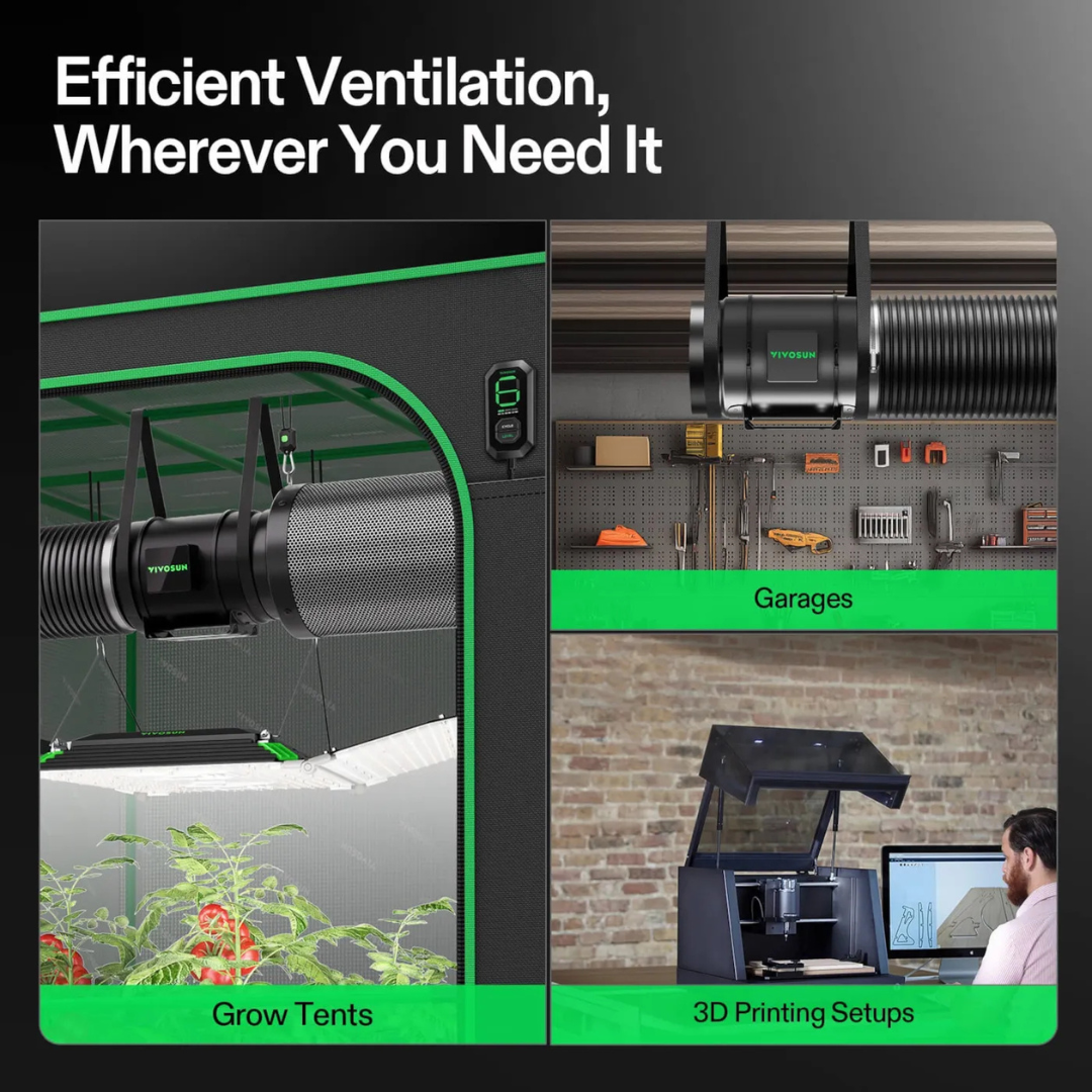 Vivosun Smart Air Filtration Kit 8″, AeroZesh G8 Inline Fan with E12 Speed Controller, Carbon Filter & Ducting Combo