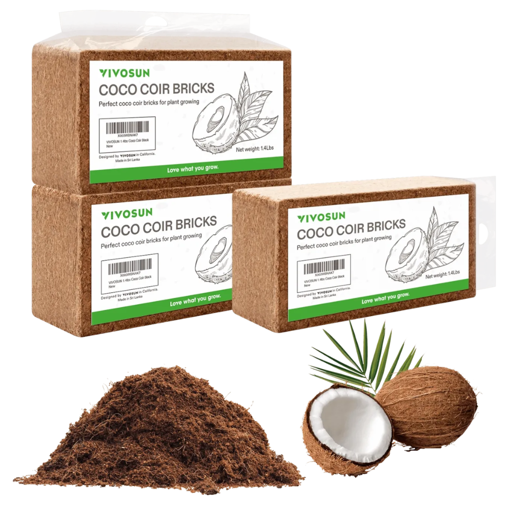 Vivosun Coco Coir Brick, 1.4lbs 100% Natural Organic Compressed Coconut Coir Fiber with Low EC