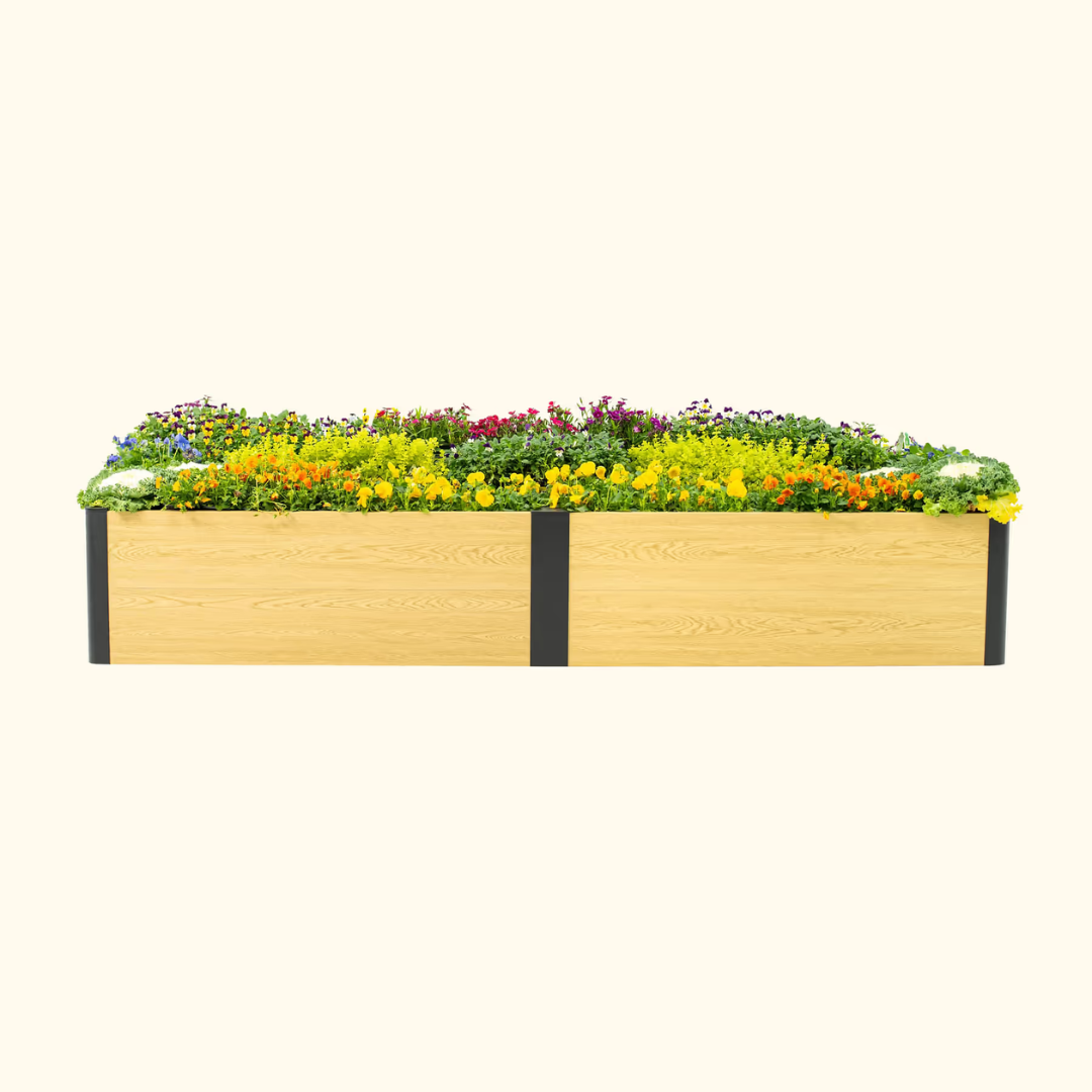 Vego 16" Tall Woodgrain 2' x 8' Metal Raised Garden Bed