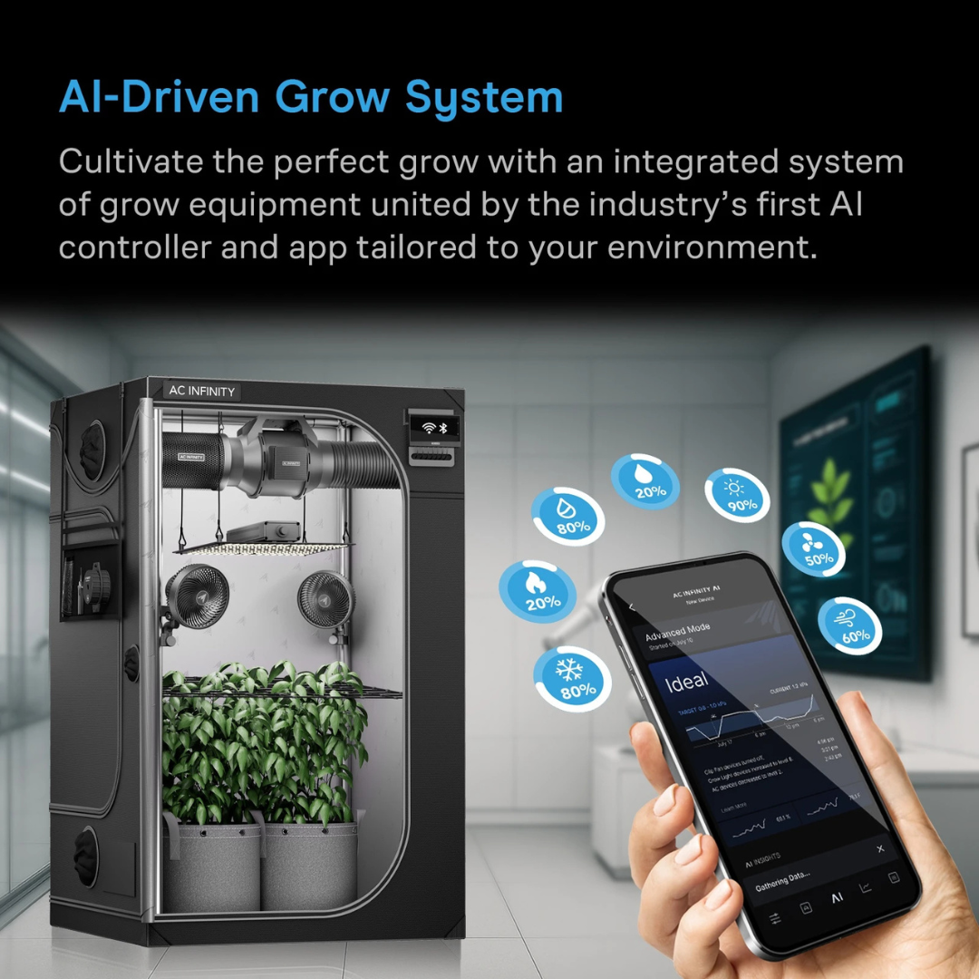 AC Infinity AI Grow Tent System 4x4, Integrated Controls with Dynamic AI, 4-Plant Kit
