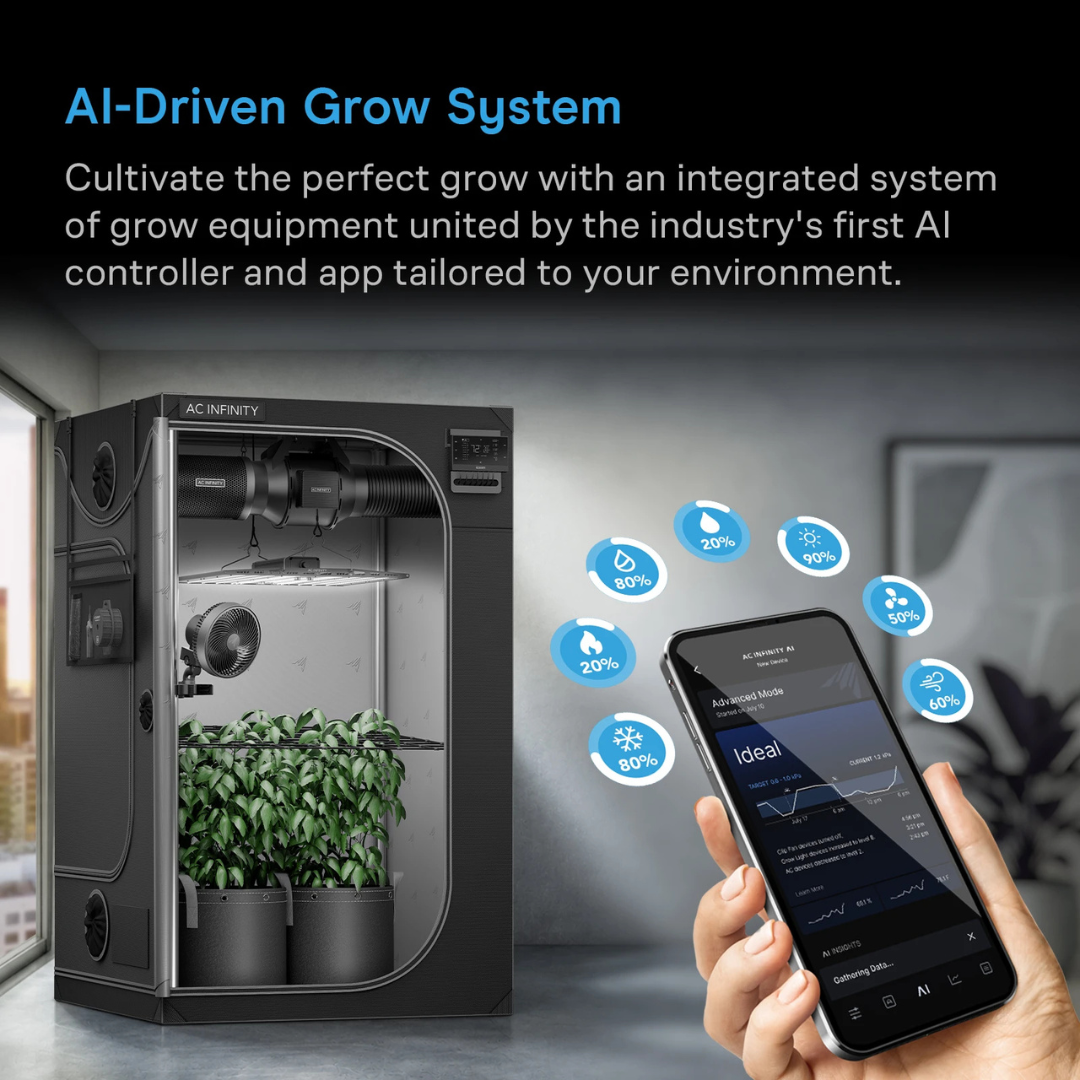 AC Infinity AI Grow Tent System 2x4, Integrated Controls with Dynamic AI, 2-Plant Kit
