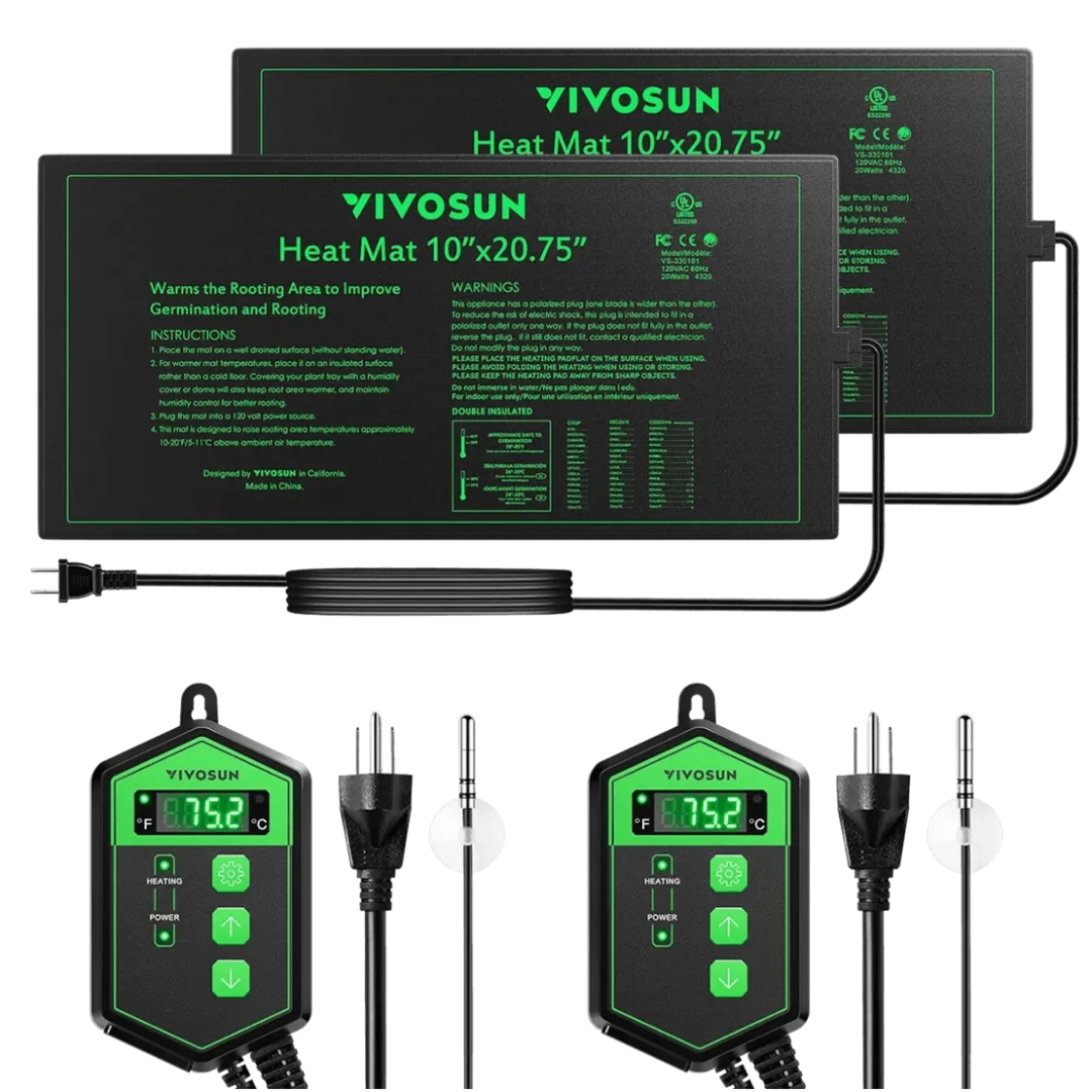 Vivosun 10″x20.75″ Seedling Heat Mat and Digital Thermostat Combo Set MET Standard