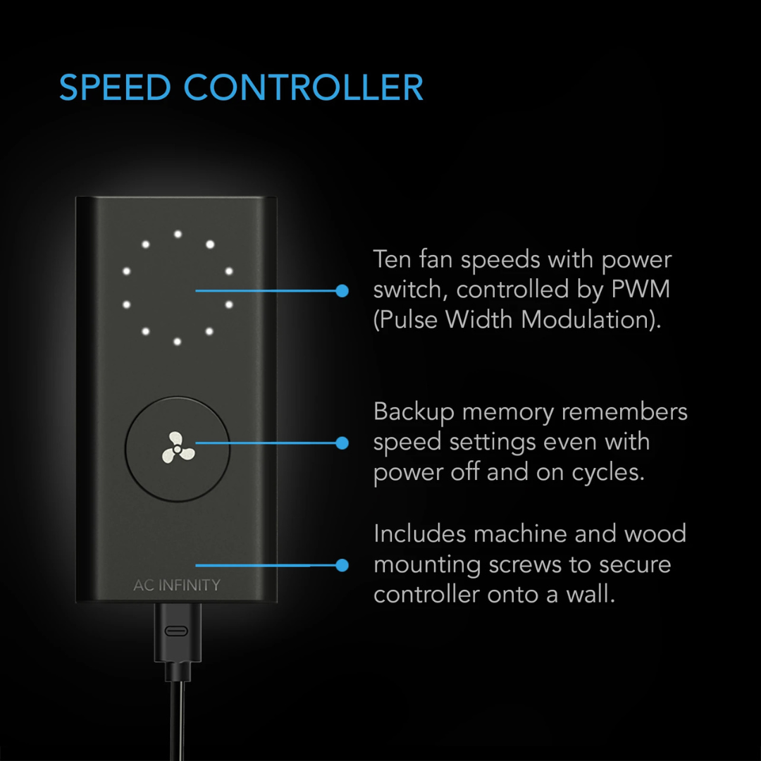 AC Infinity CLOUDLINE S12, Quiet Inline Fan 12" with Speed Controller
