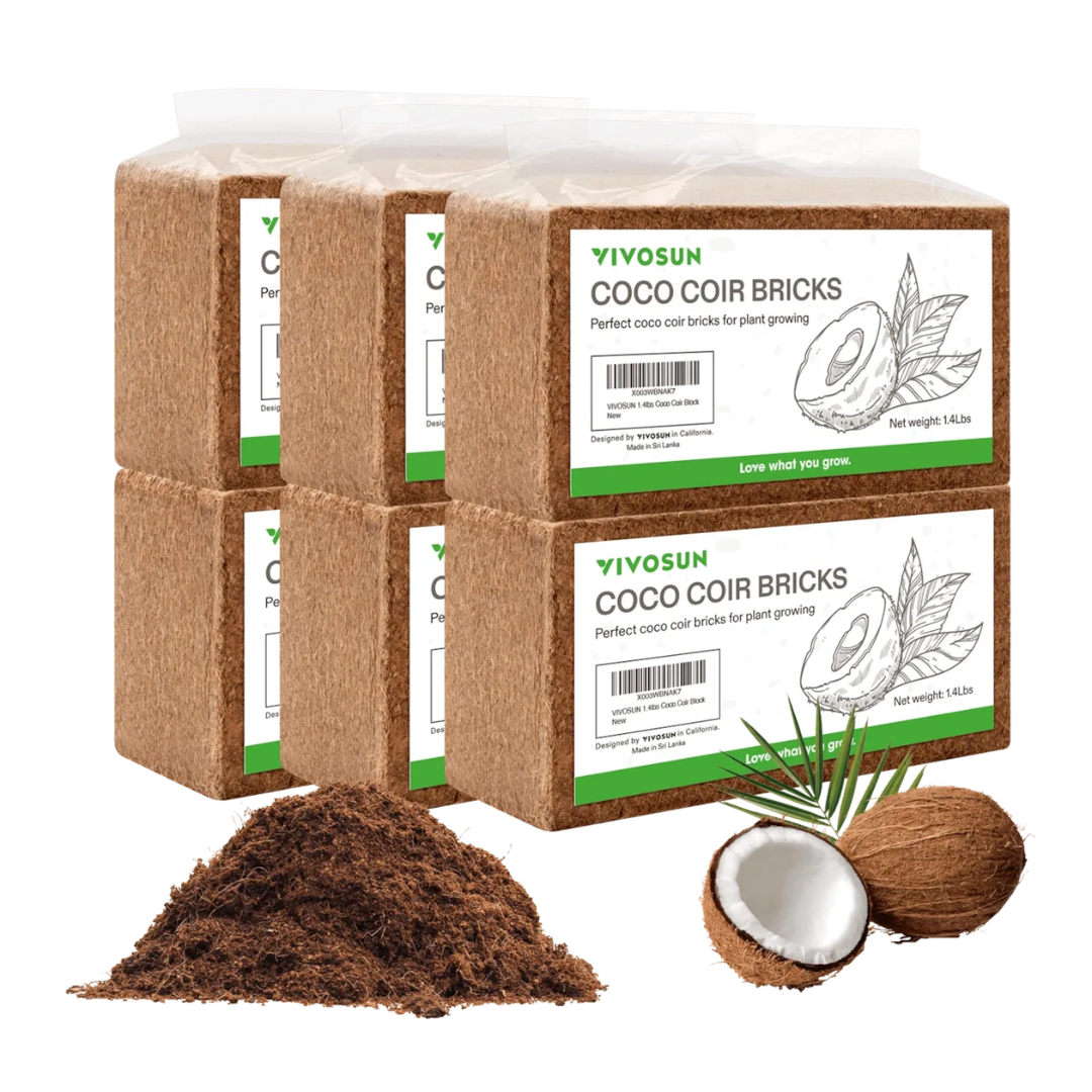Vivosun Coco Coir Brick, 1.4lbs 100% Natural Organic Compressed Coconut Coir Fiber with Low EC