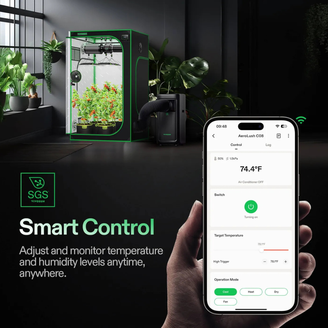 Vivosun AeroLush C08 Intelligent Air Conditioner, 4-in-1 Function, with Temperature & Humidity Sensor Probe