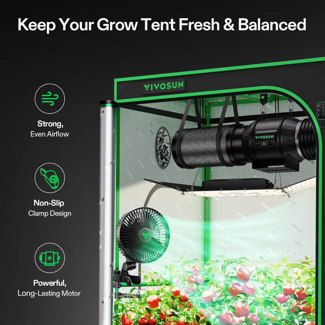 Vivosun AeroWave A6 Grow Tent Clip Fan, 6" Auto Oscillating Fan with AC Motor, for Hydroponic Ventilation, Black