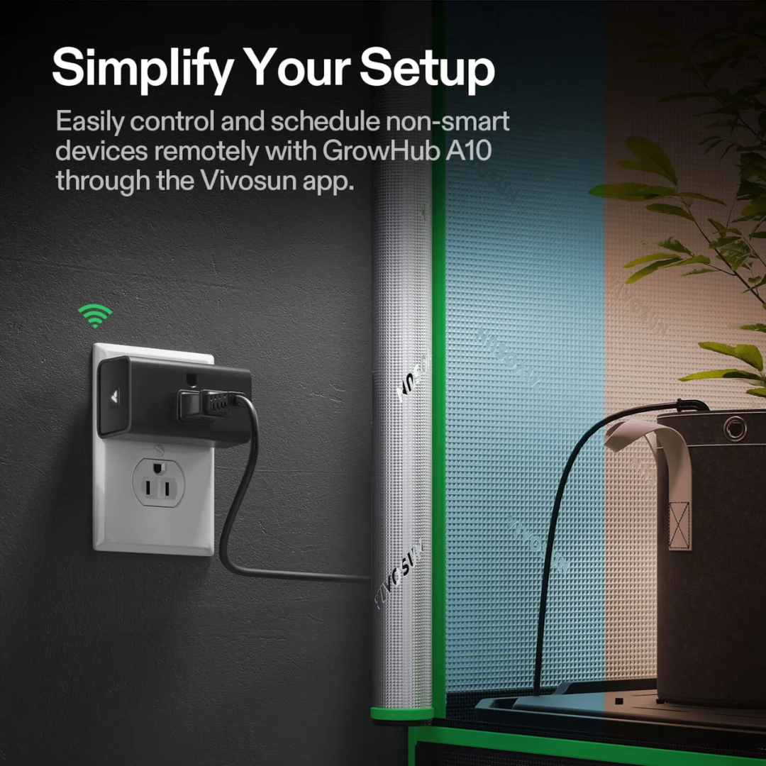Vivosun GrowHub A10 Controller, Smart Plug, 15A 1800W, Remote Control, Compatible with Vivosun App for Grow Tent